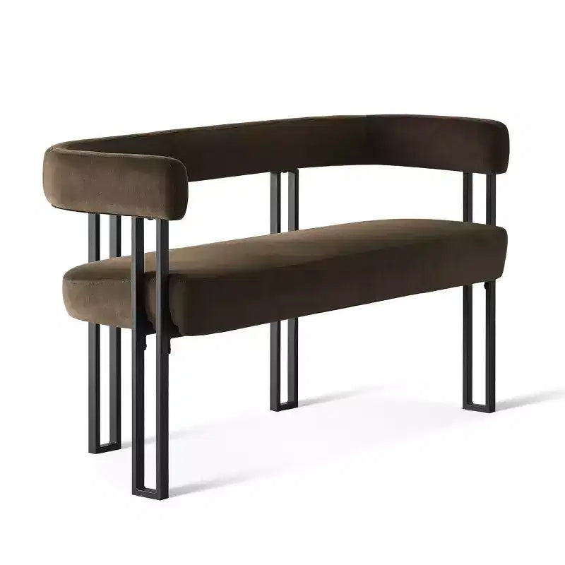 Modern 49 Bench with Backrest and Armrests, Stylish Dining Bench, Loveseat with Metal Frame, Accent Seat for Living room-Panipeachy
