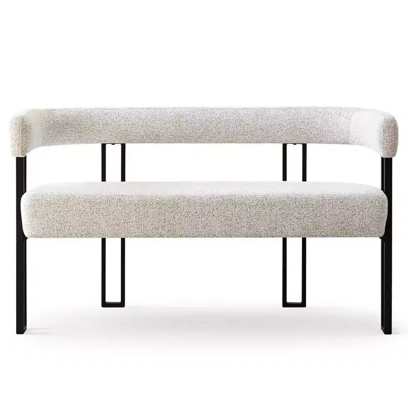 Modern 49 Bench with Backrest and Armrests, Stylish Dining Bench, Loveseat with Metal Frame, Accent Seat for Living room-Panipeachy
