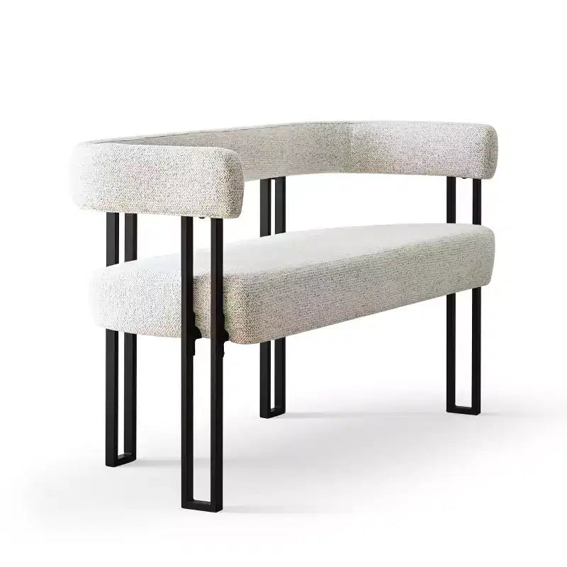 Modern 49 Bench with Backrest and Armrests, Stylish Dining Bench, Loveseat with Metal Frame, Accent Seat for Living room-Panipeachy