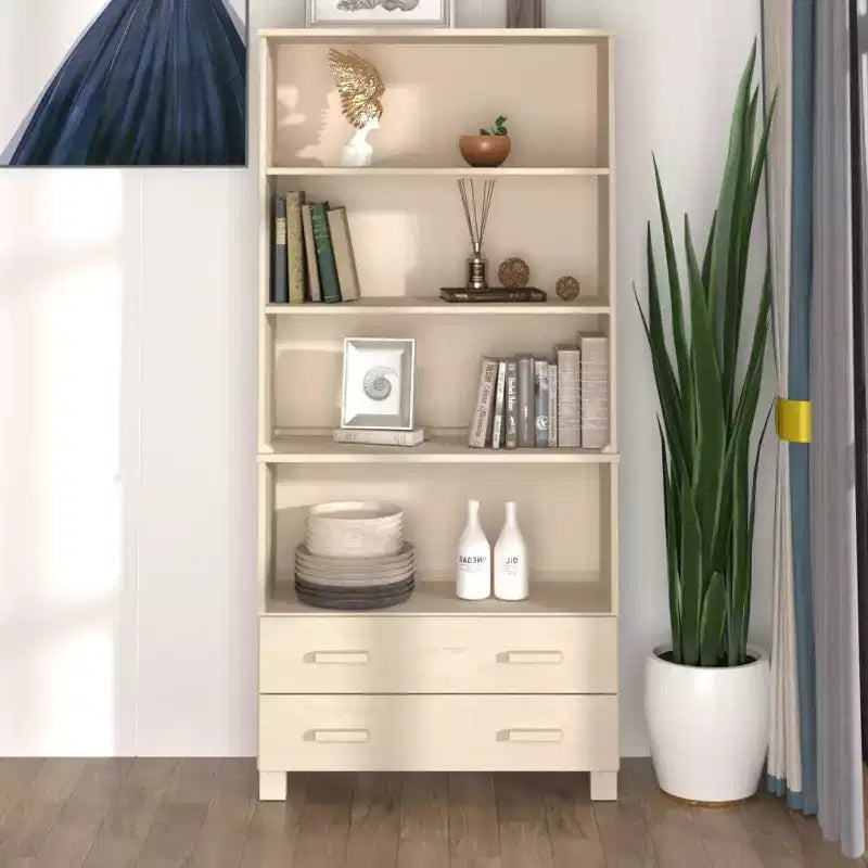 vidaXL Highboard Set of 2 Honey Solid pine wood Large Highboard