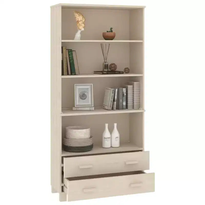 vidaXL Highboard Set of 2 Honey Solid pine wood Large Highboard