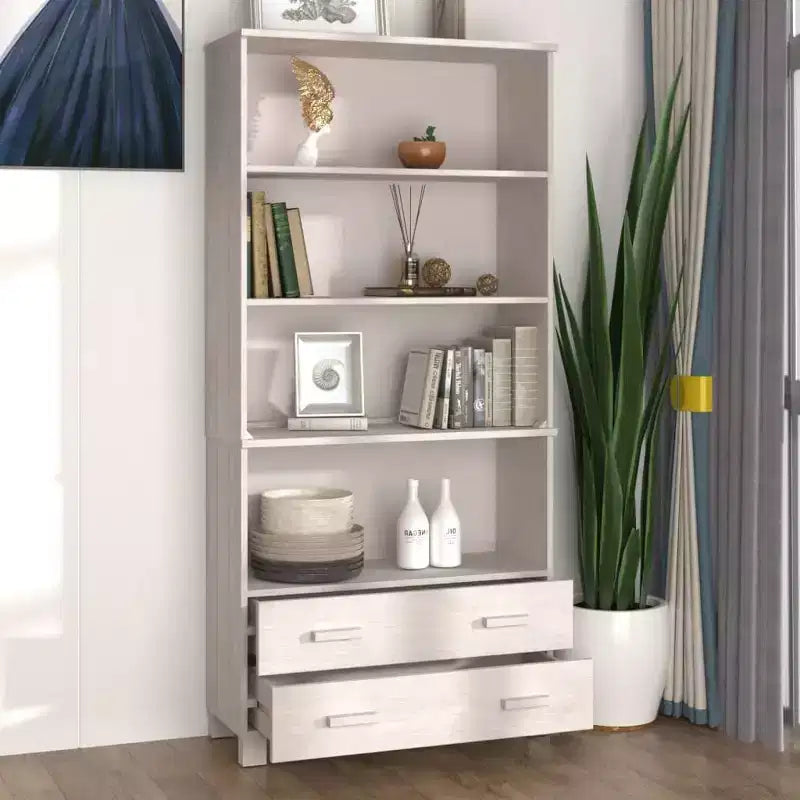 vidaXL Highboard Set of 2 Honey Solid pine wood Large Highboard