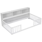 MAYEERTY Full Bed Frame Soft-Close Drawers Solid Pine Wood No Box Spring Needed