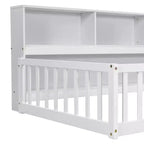 MAYEERTY Full Bed Frame Soft-Close Drawers Solid Pine Wood No Box Spring Needed