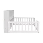 MAYEERTY Full Bed Frame Soft-Close Drawers Solid Pine Wood No Box Spring Needed