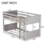 Clihome Twin over Twin Floor Bunk Bed with Panelled Headboard and Footboard