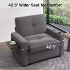 Dyonery 42.5 3-in-1 Convertible Sleeper Chair Bed - Pull Out Reclining Sofa Bed with Adjustable Backrest, USB Charging Ports, Cup Holder