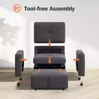 Dyonery 42.5 3-in-1 Convertible Sleeper Chair Bed - Pull Out Reclining Sofa Bed with Adjustable Backrest, USB Charging Ports, Cup Holder