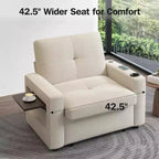 Dyonery 42.5 3-in-1 Convertible Sleeper Chair Bed - Pull Out Reclining Sofa Bed with Adjustable Backrest, USB Charging Ports, Cup Holder