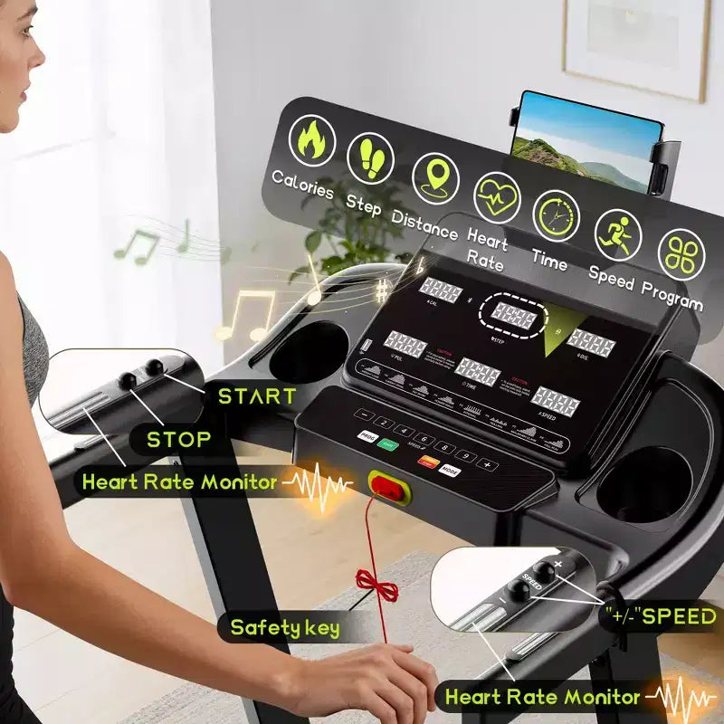 Quiet 3.5HP Brushless Treadmill with 350 lbs Capacity, Adjustable Incline & Smart App Support