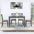 GDFStudio Loren 5-Piece Dining Set with Solid Wood Frame and Upholstered Chairs