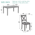 GDFStudio Loren 5-Piece Dining Set with Solid Wood Frame and Upholstered Chairs