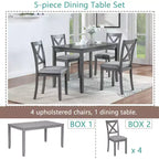 GDFStudio Loren 5-Piece Dining Set with Solid Wood Frame and Upholstered Chairs