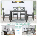 GDFStudio Loren 5-Piece Dining Set with Solid Wood Frame and Upholstered Chairs