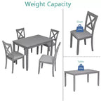 GDFStudio Loren 5-Piece Dining Set with Solid Wood Frame and Upholstered Chairs