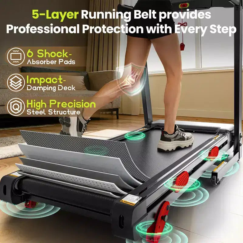 Tapis roulant pieghevole motorizzato da 3,75HP con velocità fino a 14,5 km/h, 105 programmi preimpostati e display LCD