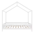 Luxystar Twin Size Low House Shape Montessori Bed Frame With Curtains