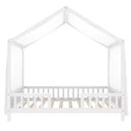 Luxystar Twin Size Low House Shape Montessori Bed Frame With Curtains
