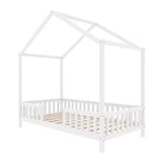 Luxystar Twin Size Low House Shape Montessori Bed Frame With Curtains