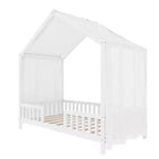 Luxystar Twin Size Low House Shape Montessori Bed Frame With Curtains