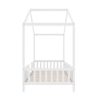 Luxystar Twin Size Low House Shape Montessori Bed Frame With Curtains