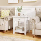 Costway 1/2 PCS Nightstand with Drawer 3-Tier Modern Bedside Table with Open Shelf Storage for Bedroom White/Black
