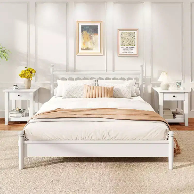 Costway 1/2 PCS Nightstand with Drawer 3-Tier Modern Bedside Table with Open Shelf Storage for Bedroom White/Black