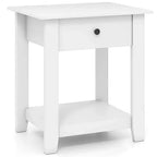 Costway 1/2 PCS Nightstand with Drawer 3-Tier Modern Bedside Table with Open Shelf Storage for Bedroom White/Black