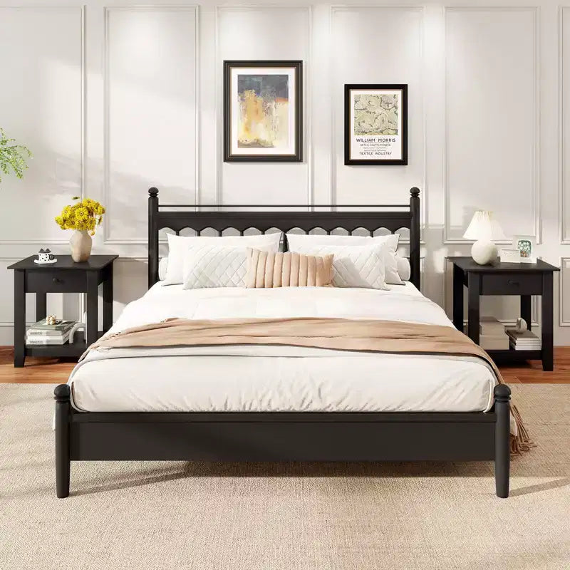 Costway 1/2 PCS Nightstand with Drawer 3-Tier Modern Bedside Table with Open Shelf Storage for Bedroom White/Black