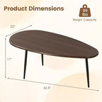 Costway Oval Coffee Table with Sturdy Metal Construction & Compact Design, Retro Sofa Table Walnut/Natural/Gray/Black