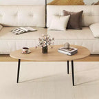 Costway Oval Coffee Table with Sturdy Metal Construction & Compact Design, Retro Sofa Table Walnut/Natural/Gray/Black