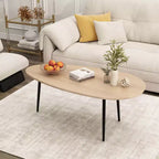 Costway Oval Coffee Table with Sturdy Metal Construction & Compact Design, Retro Sofa Table Walnut/Natural/Gray/Black