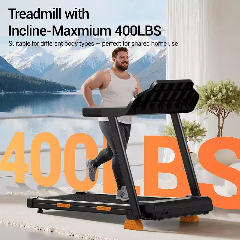 Home Incline Treadmill with Handle Bar, Foldable Walking Pad with LED Display, 7-Layer Shock Absorption, Quiet Motor, Large Capacity