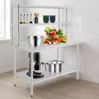 Garvee Commercial Stainless Steel Tables, Prep Table with Adjustable Shelves for Restaurant, Kitchen, Silver