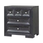 Comodino Royal Hampton Kizie, 3 cassetti, USB A-C, Legno nero anticato, 28 pollici