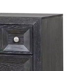Comodino Royal Hampton Kizie, 3 cassetti, USB A-C, Legno nero anticato, 28 pollici