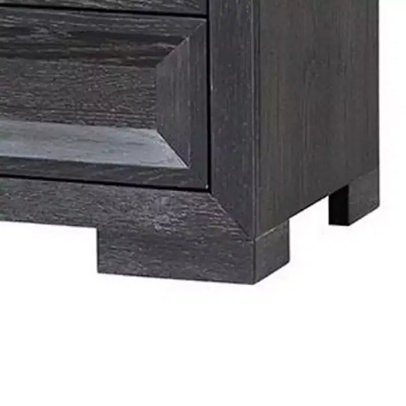 Comodino Royal Hampton Kizie, 3 cassetti, USB A-C, Legno nero anticato, 28 pollici