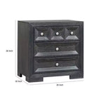 Comodino Royal Hampton Kizie, 3 cassetti, USB A-C, Legno nero anticato, 28 pollici