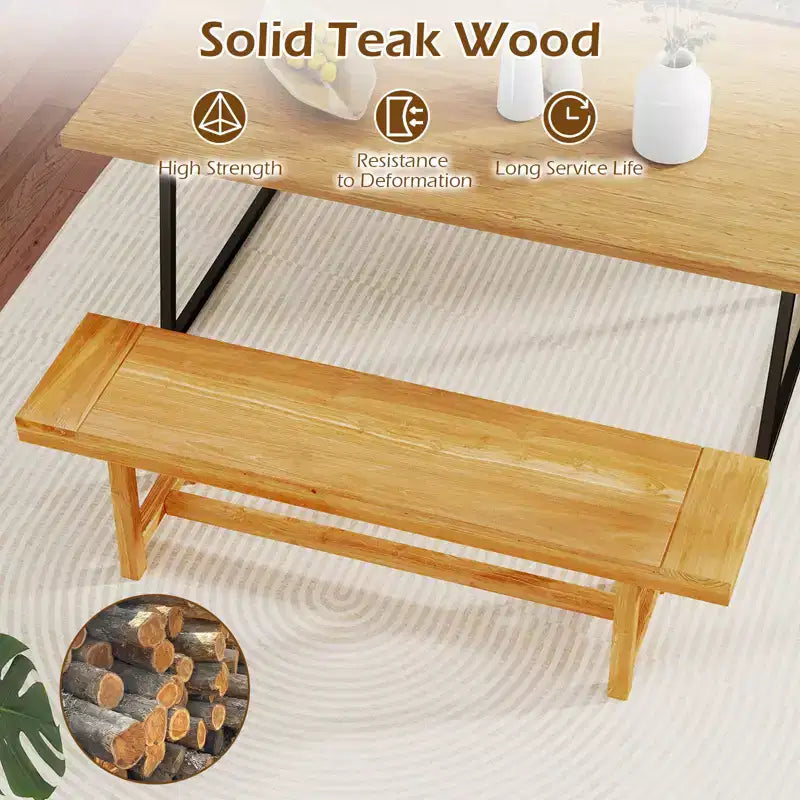 Costway Inch Solid Wood Bench Rustic Farmhouse Narrow Bench for up to 3 People