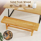 Costway Inch Solid Wood Bench Rustic Farmhouse Narrow Bench for up to 3 People
