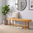 Costway Inch Solid Wood Bench Rustic Farmhouse Narrow Bench for up to 3 People