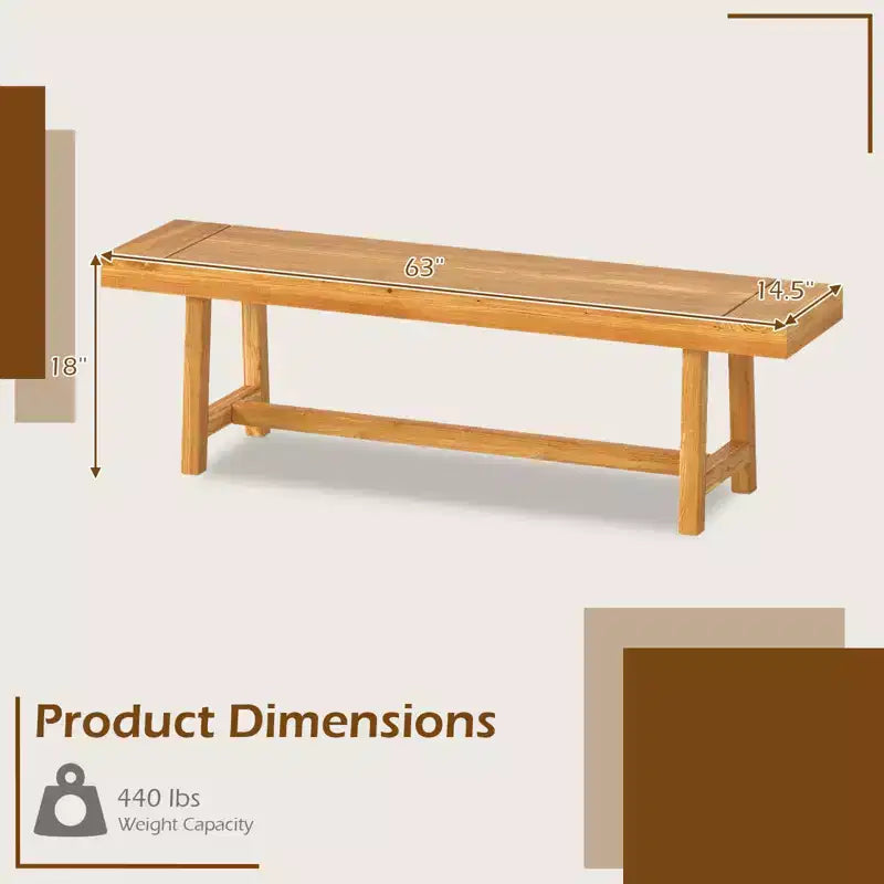 Costway Inch Solid Wood Bench Rustic Farmhouse Narrow Bench for up to 3 People