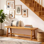 Costway Inch Solid Wood Bench Rustic Farmhouse Narrow Bench for up to 3 People
