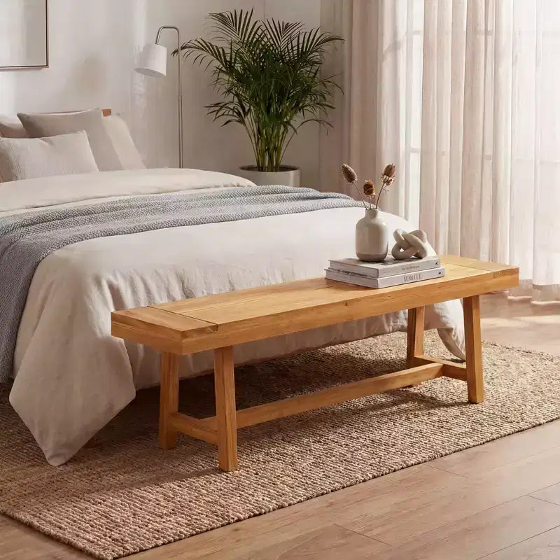 Costway Inch Solid Wood Bench Rustic Farmhouse Narrow Bench for up to 3 People