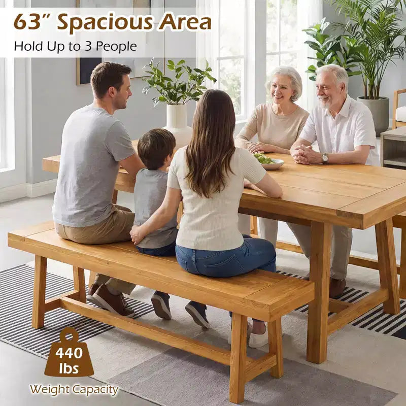 Costway Inch Solid Wood Bench Rustic Farmhouse Narrow Bench for up to 3 People