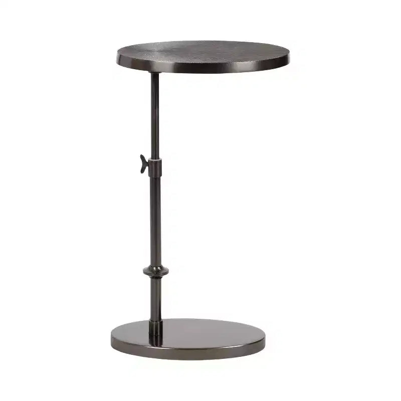 Kate and Laurel Engles Adjustable Oval Metal Table, Pewter, 15x10x28