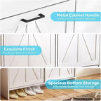Zevemomo White Shoe Cabinet with 4 Flip Drawers, Hidden Shoe Rack with Adjustable Shelf for Entryway, Hallway, Living Room