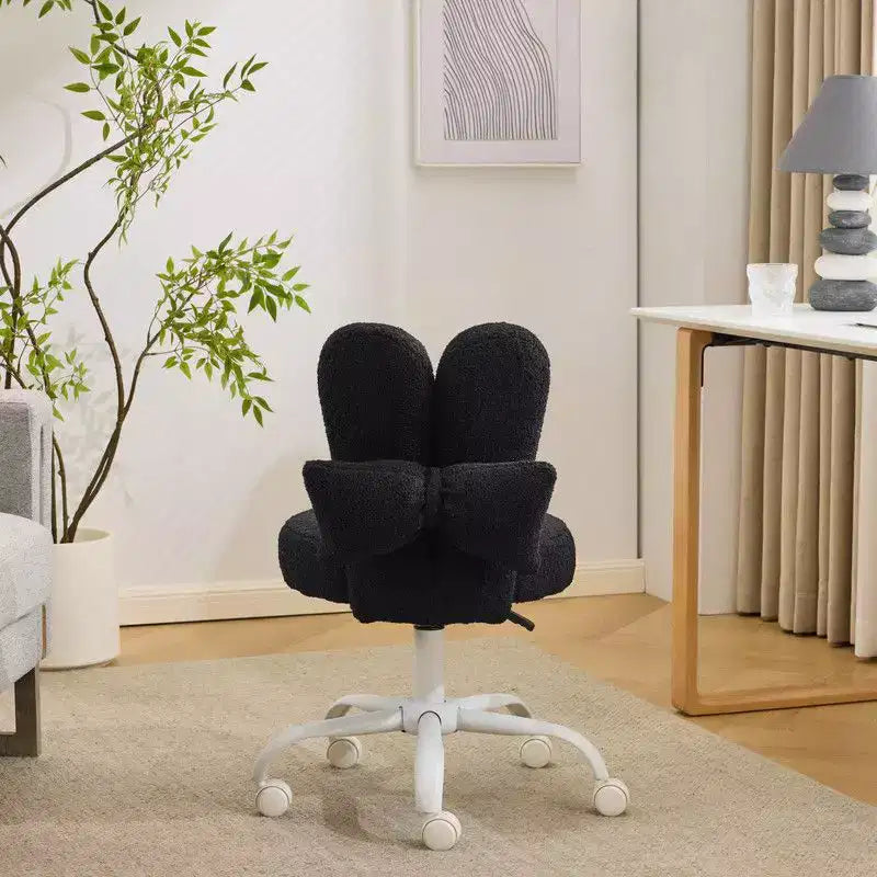 Karl Home | Adjustable Bow Teddy Fabric Bunny Ear Swivel Accent Chair Office Chair