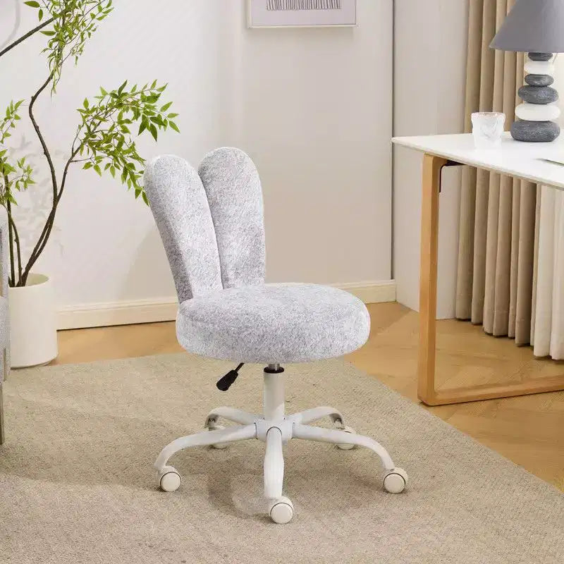 Karl Home | Adjustable Bow Teddy Fabric Bunny Ear Swivel Accent Chair Office Chair