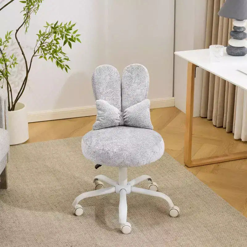 Karl Home | Adjustable Bow Teddy Fabric Bunny Ear Swivel Accent Chair Office Chair